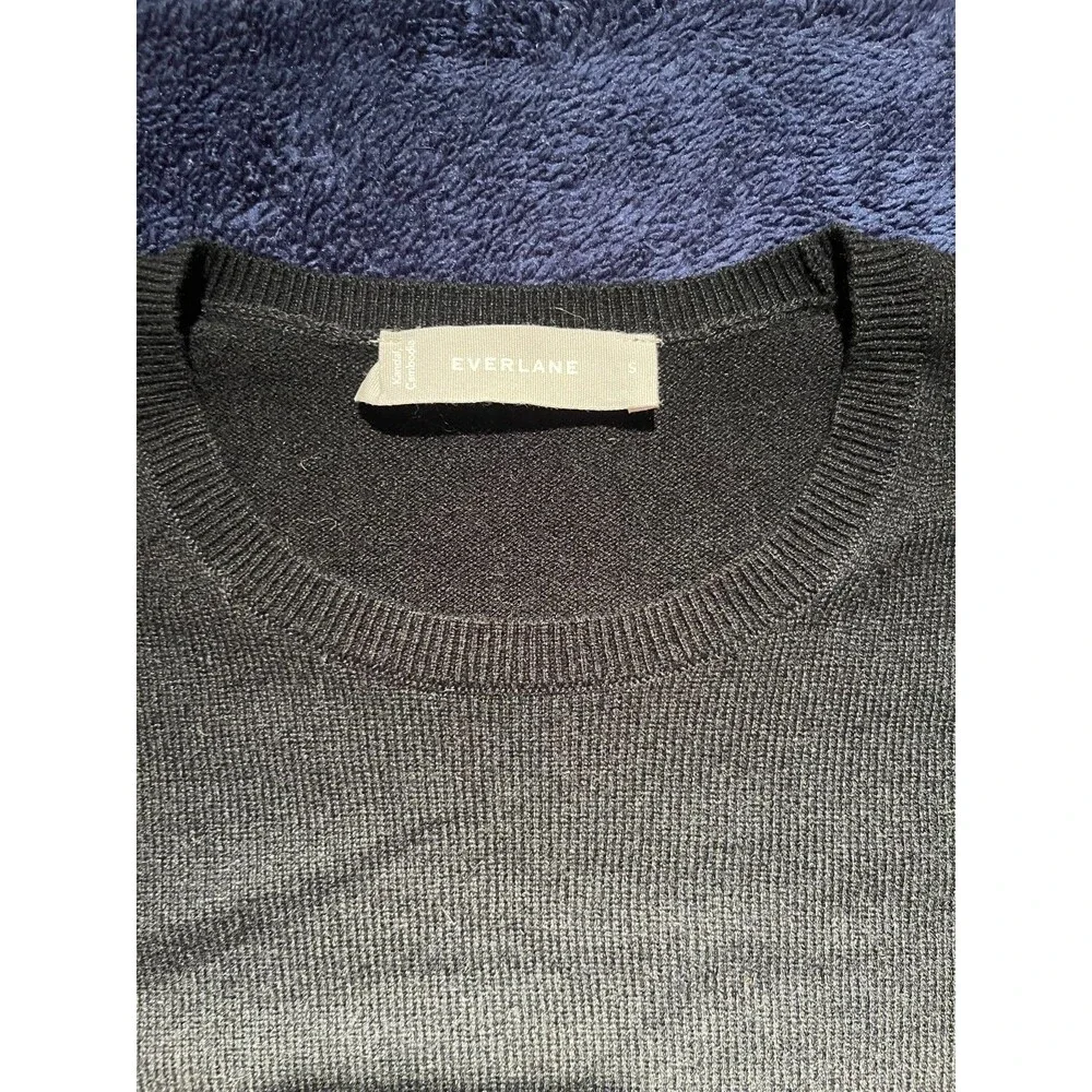 Everlane Cotton Crewneck Sweater Long Sleeve Relaxed Fit Black Size Small